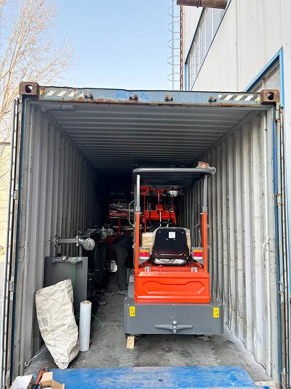 Compact machine arranged for container shipment
