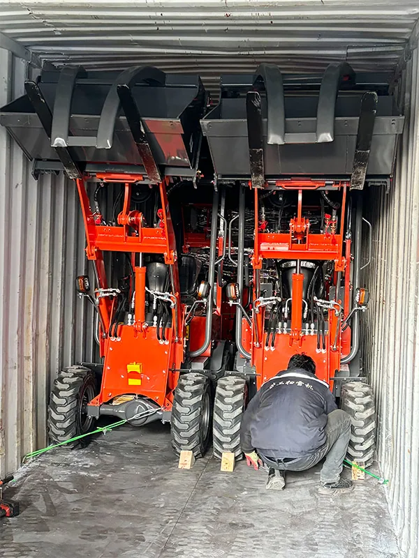 Multiple compact machines positioned for container loading