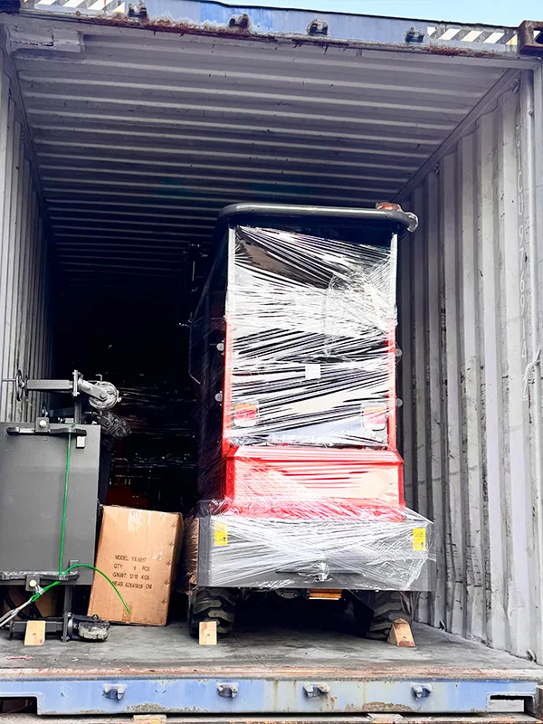 Protected machine secured inside an export container