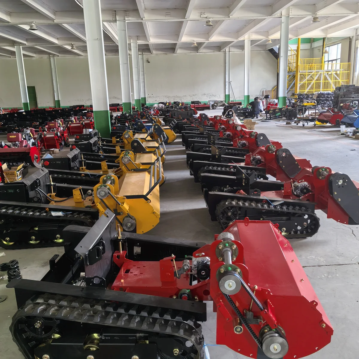 Tracked equipment organized for production staging and configuration review